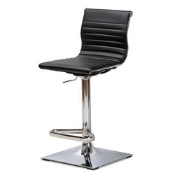 Baxton Studio Vanni Modern and Contemporary Black Faux Leather Upholstered Chrome-Finished Metal Adjustable Swivel Bar Stool